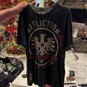 Affliction Black and Gray Graphic Tee